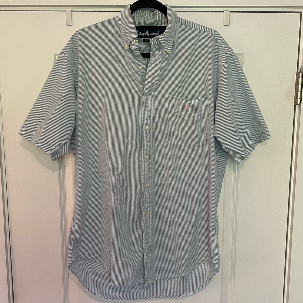 Vintage Ralph Lauren Seersucker Short Sleeve Button Down